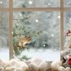 Fresh Breeze Pine Branches Squirrel Window Sticker with Natural Elements Self-adhesive Paper