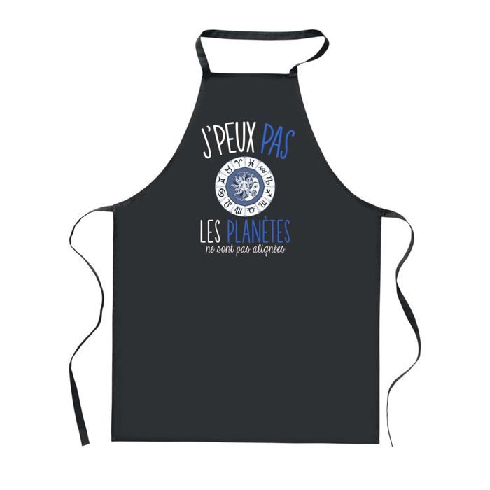 Tablier de cuisine - PLANETEE - J'peux Pas Astrologie - Noir - 90x60 cm - Impression France