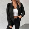 Giacche bomber da baseball casual a maniche lunghe da donna con colletto abbottonato sul davanti, cappotti