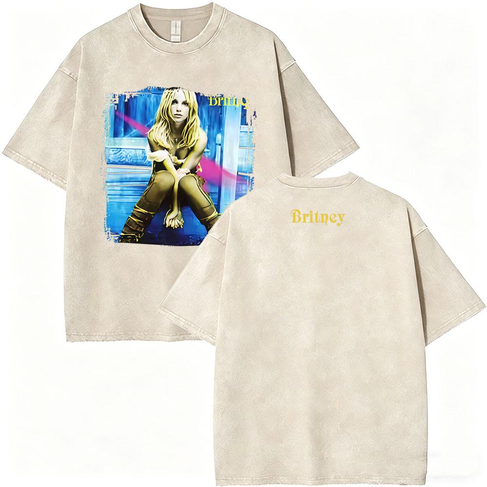 Washed Vintage Britney Spears Oops I Did It Again Graphic T Shirts Men Women Casual Oversized Short Sleeve Tshirts Streetwear