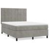 Box Spring Bed with Mattress Light Grey 140 x 190 cm Velvet
