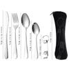 Amazon Hot Selling Stainless Steel Knife, Fork, Spoon Set 5pcs Bone Pack Outdoor Travel Knife, Fork Set Portable Tableware