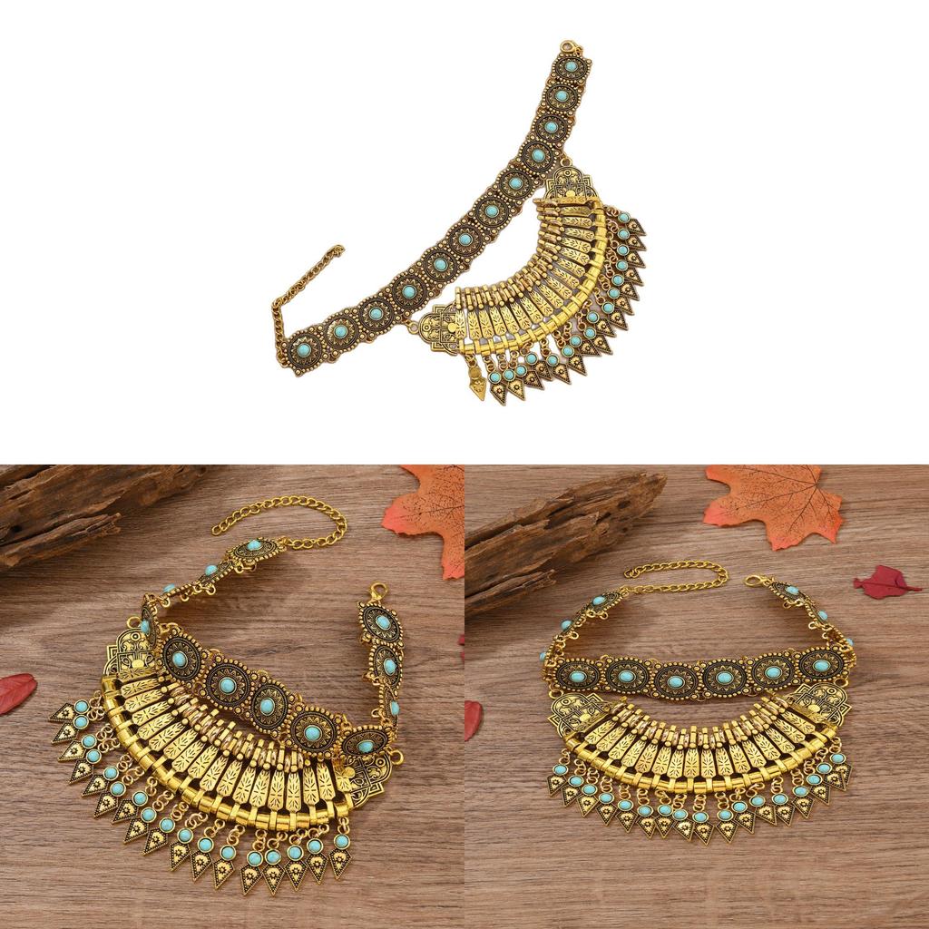 Ethnic Style Vintage Necklace With Water Wave Chain For Women Jewelry Accessory