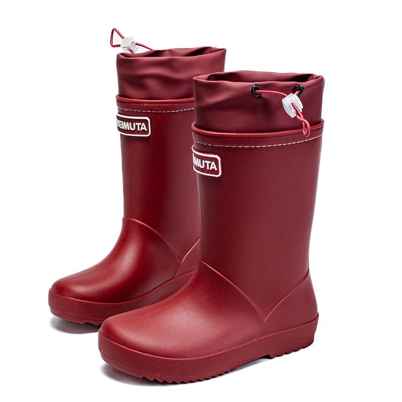 Korean Style Kids  Non-Slip Rain Boots: Lightweight, Waterproof, Elastic Cuff for Girls 220 красный