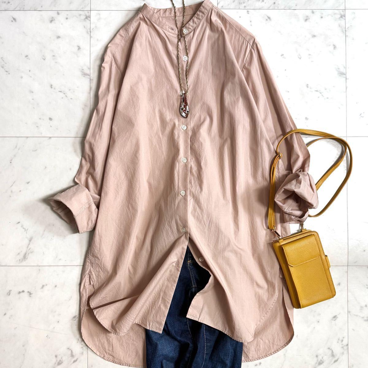 Beautiful item Plaste band collar cotton blouse tunic
