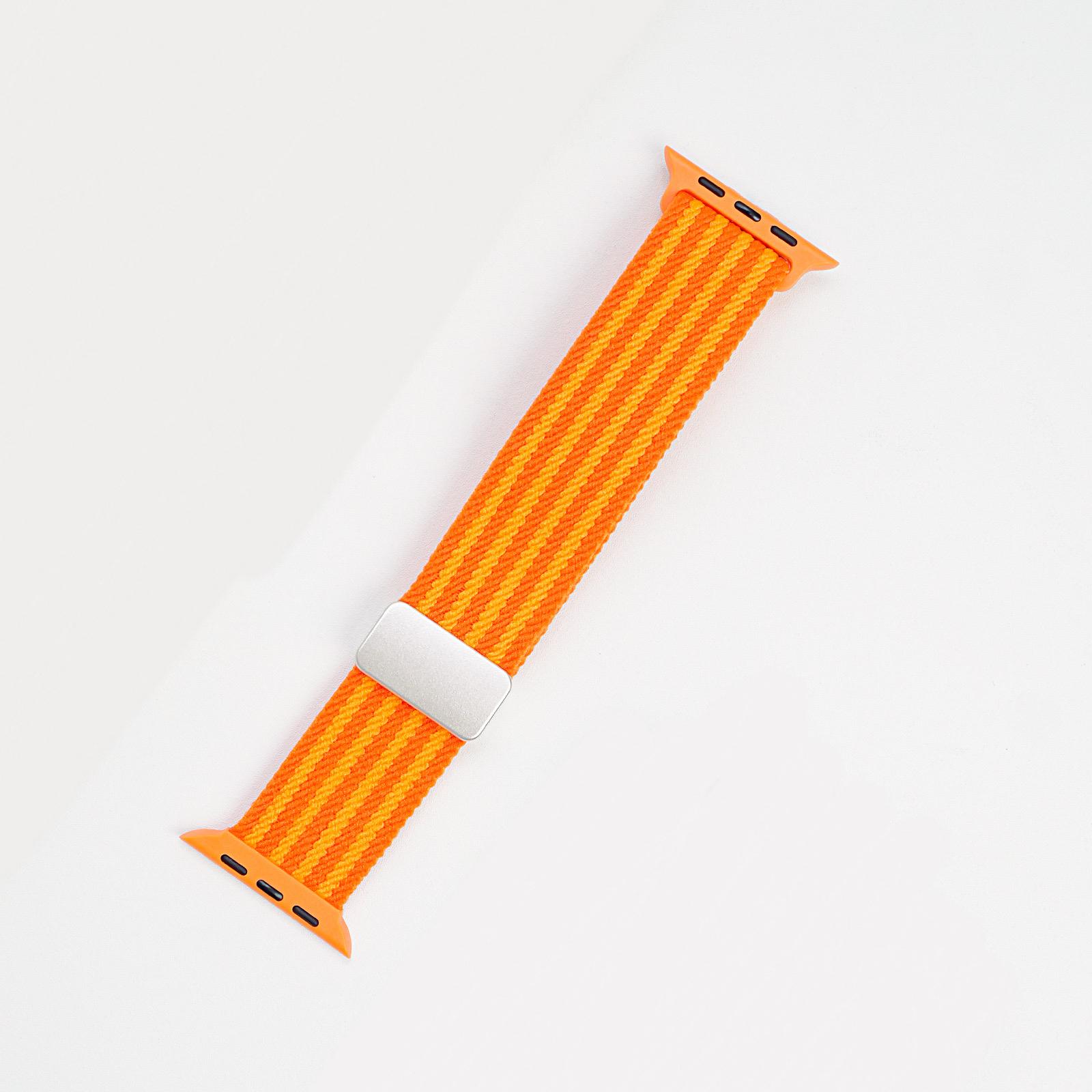 

Suitable for Apple Watch with Nylon Braided Magnetic Buckle, Four Stripes, Two Color Nylon Watch Strap 38 40 41 S10 42mm оранжевый