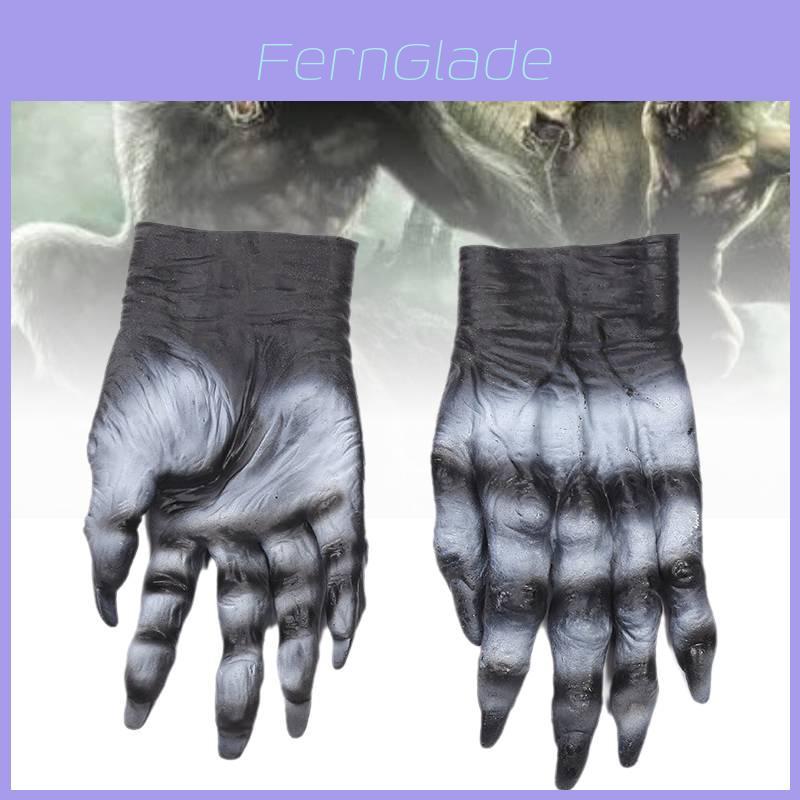 Realistic Bloody Zombie Gloves Halloween Cosplay Scary Party Props Yellow Latex