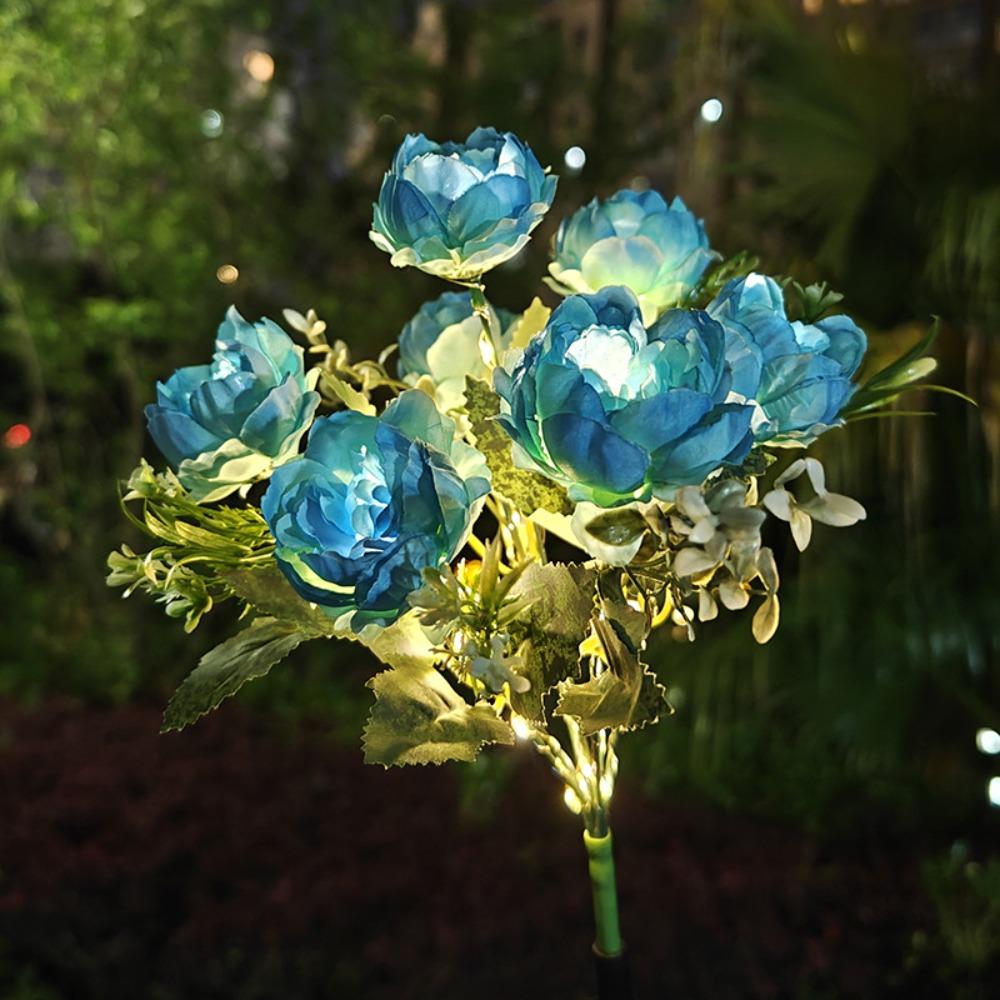 7Head Design Solar Lights Waterproof Solar Powered Solar Garden Lights Decorative Light Flower Shape Solar Powered Lights синий