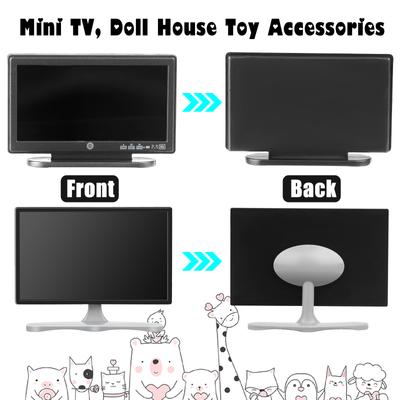 2 pezzi 1:12 Mobili in miniatura per casa delle bambole, TV, televisione con 1 telecomando