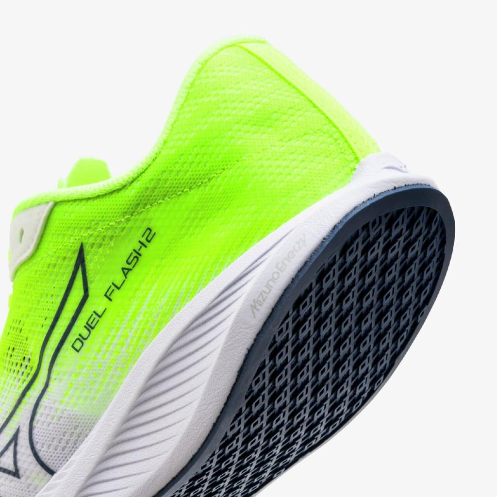 Mizuno Duel Flash 2 Running Size 2E Shoes, White/Navy/Yellow, 25.0 cm,