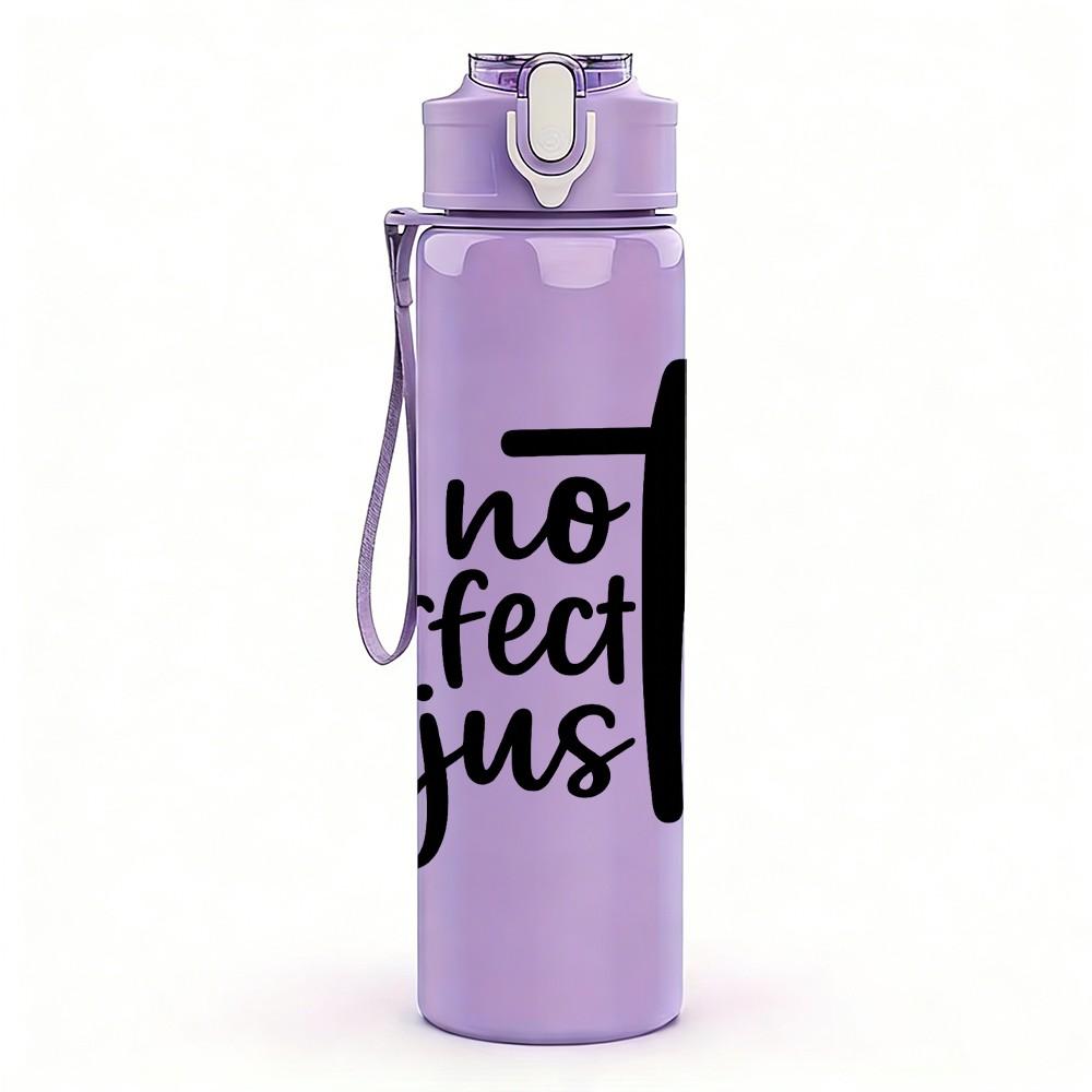 1PC Not Perfect Just Forgiven Letter Print 750ml Color Plastic Sports Water Bottle Leakproof Flip Straw Lid Suitable for Sports Office Home Use