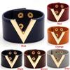 Wide V Leather Bangle Punk Cuff Bracelet Wrap Wristband Jewelry Accessories