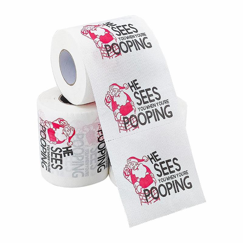 1/2/3/4/5 Rolls Christmas Toilet Paper Funny Santa Claus Tissue Roll Paper Christmas Decoration Xmas Navidad New Year Supplies