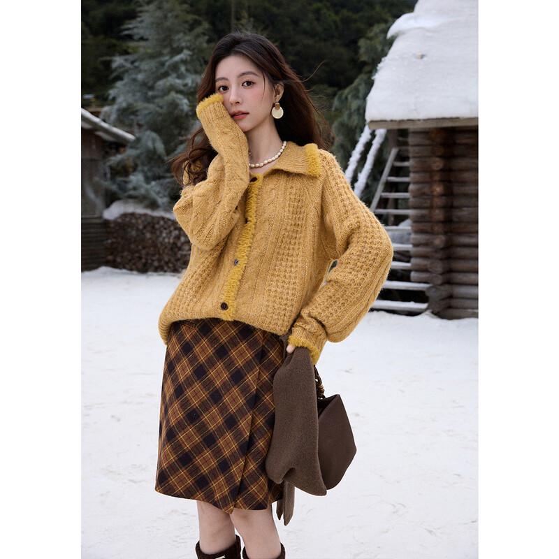 Mixiu Women's Faux Mink Cable Knit Cardigan