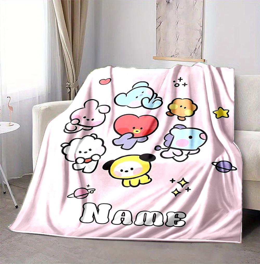 Custom Name Kawaii Friends Flannel Blanket Throw Blanket Soft Warm Sofa Bed home Decor Unique Gift