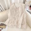 Women's Elegant Linen Blend Vest with Lace Embroidery