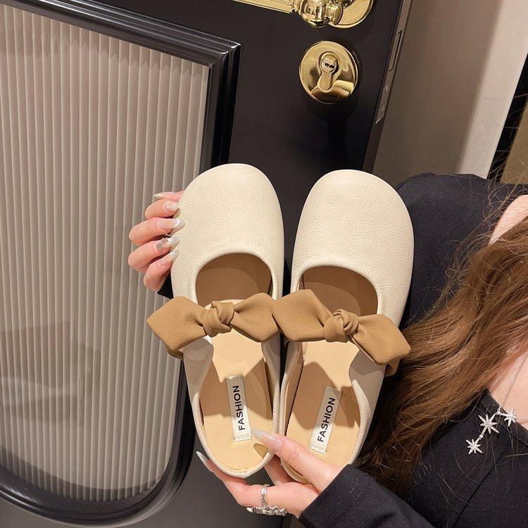 Fairy Wind Bow Bag Head Half Slippers Women Wear 2025 New Summer Soft Flat Bottom French Out Cool Slippers