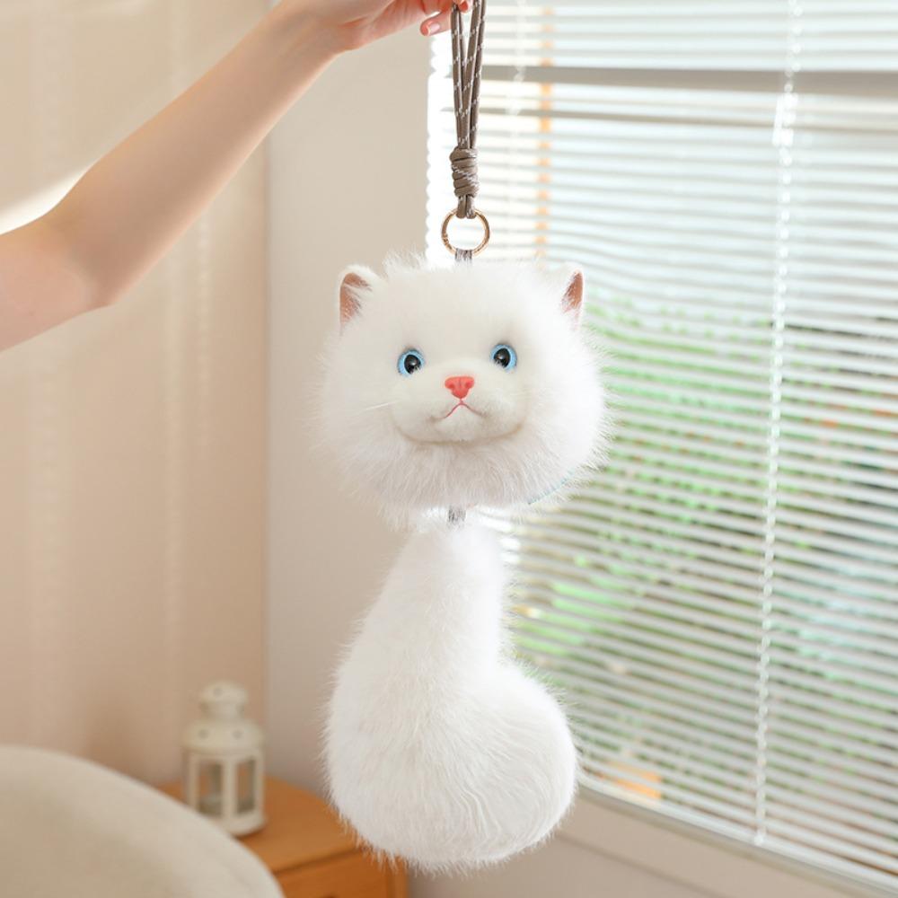 Long Tail Cat Plush Keychain Cute Stuffed Animal Doll Kawaii Ragdoll Cat Stuffed Keychain Gift