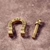 5Pcs Antique Brass Horse Shoe Clasps Screw in Fasteners for Apparel Bags DIY Craft Accessories