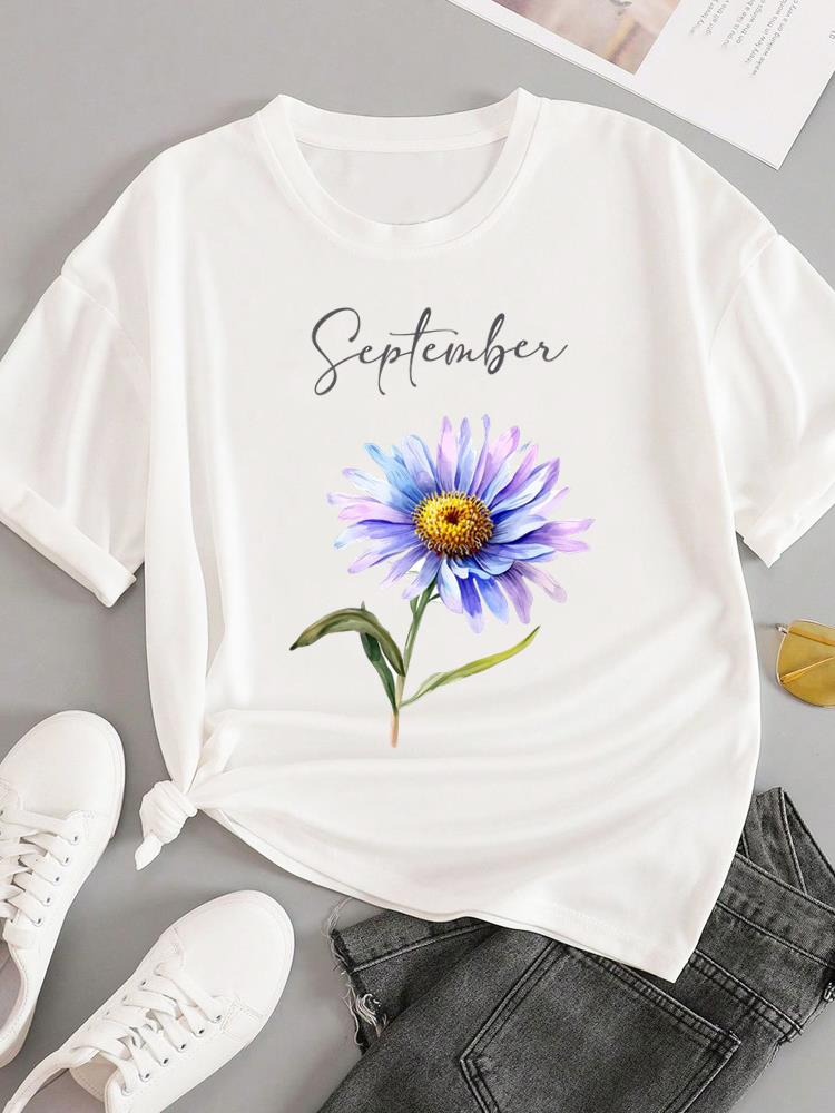 (Asian Size) T-shirts Fashion O-neck Female Casual Women's Top T Clothing Sweet Love Style 90s  Print Short Sleeve Graphic Tee