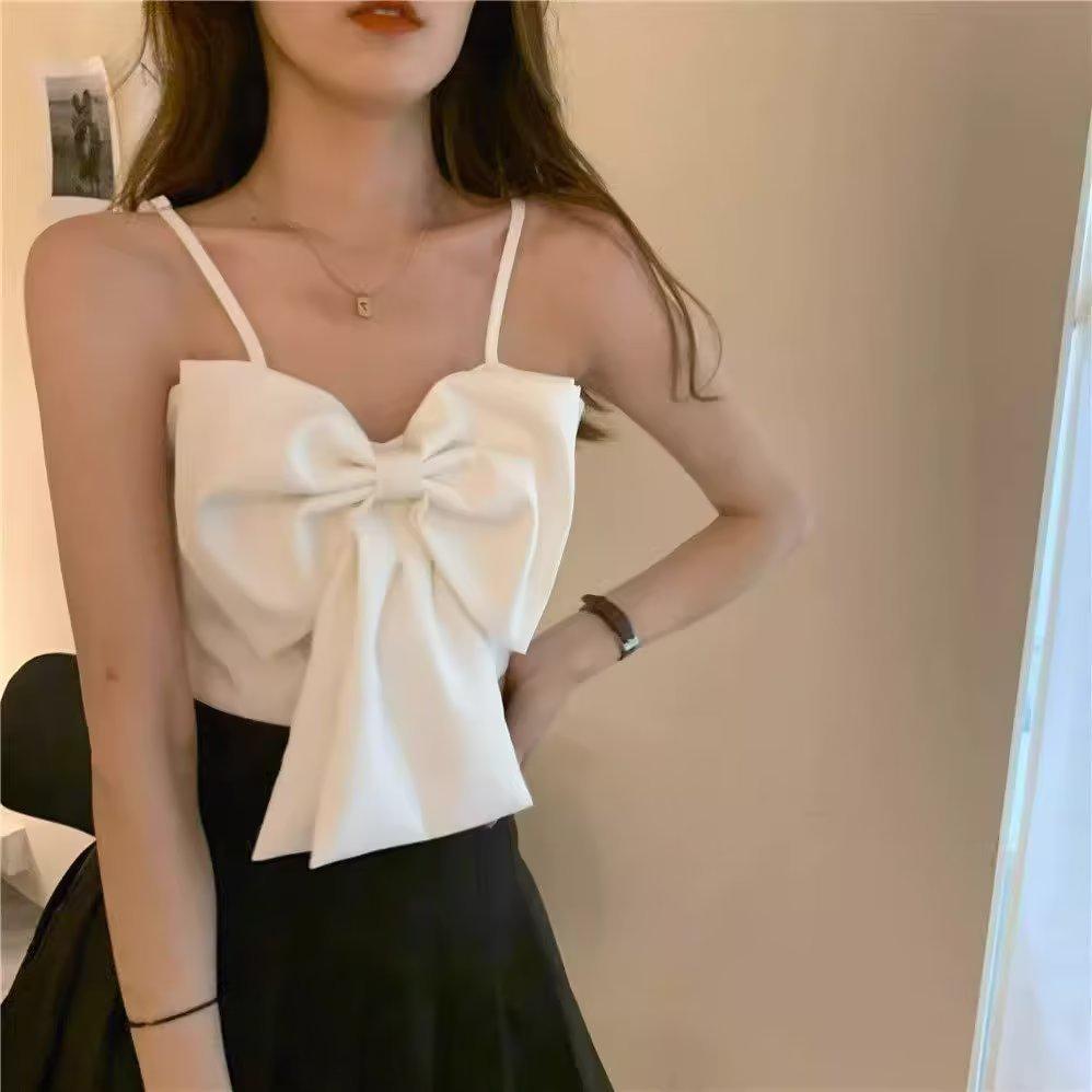 Trendy Women's Solid Color Vest with Suspenders - Casual Japanese Summer Fashion