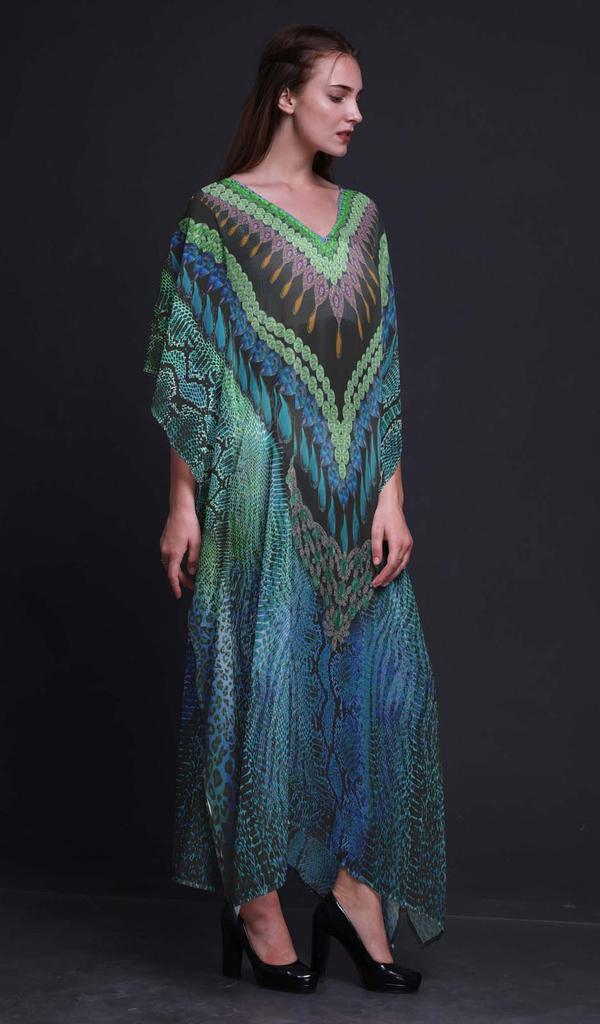 Phagun Snake Animal Skin Womens Long Beach Kaftan Beachwear Bikini Coverup Maxi