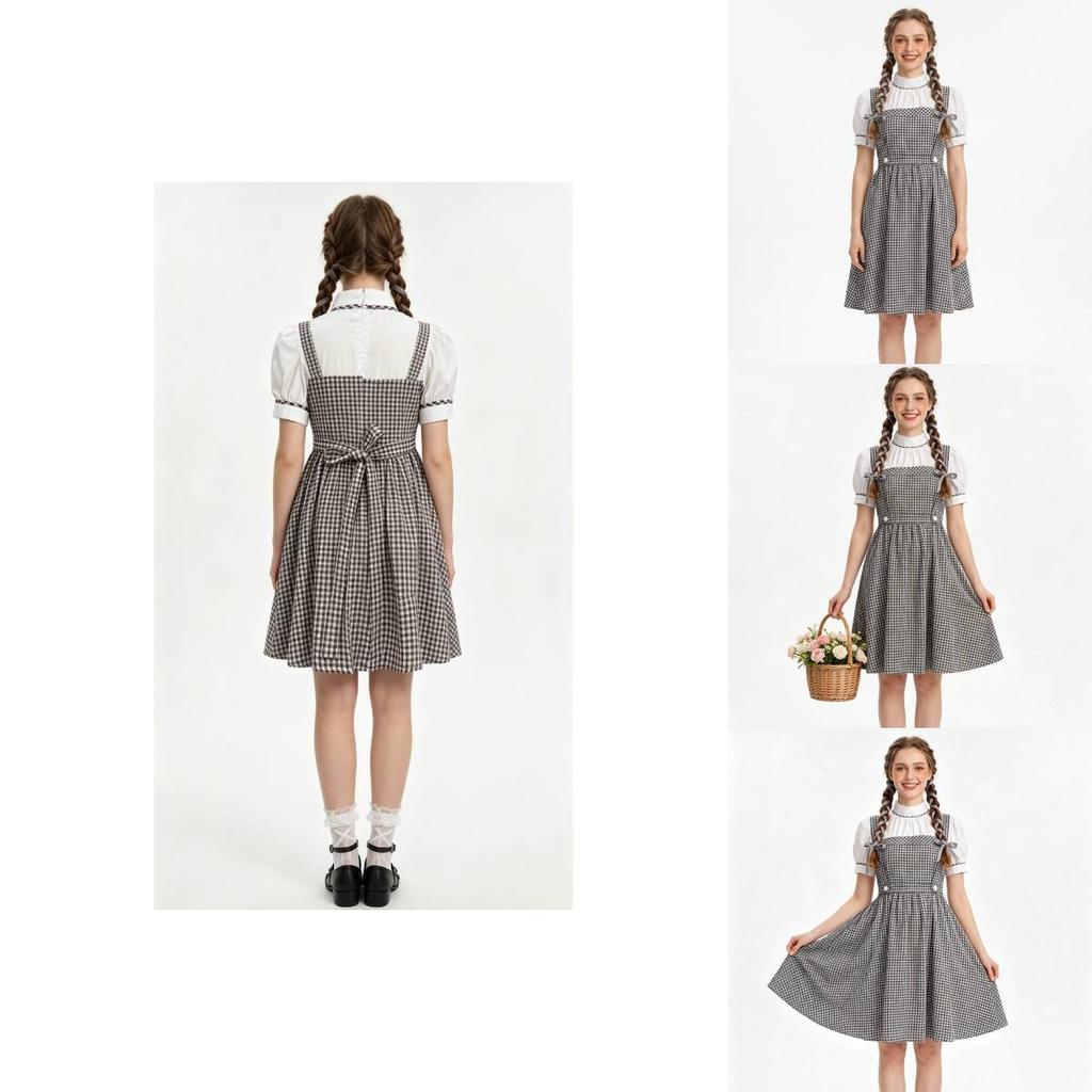 The Wizard Of Oz Style Cosplay Dress With Lightweight Fabric For Themed Party Wear