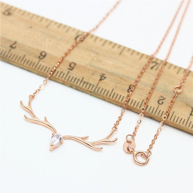 Purple Gold Necklace Niche Fashion Temperament Colored Gold Plated Rose Gold Colored Gold Antler Collarbone Chain Female