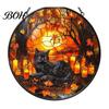 Witchcraft Aesthetic Room Decor Halloween Moon Black Cat Suncatcher Jigsaw Puzzle, 2D Acrylic Mystical Feline Window Hanging Decor, 7.87 Inch