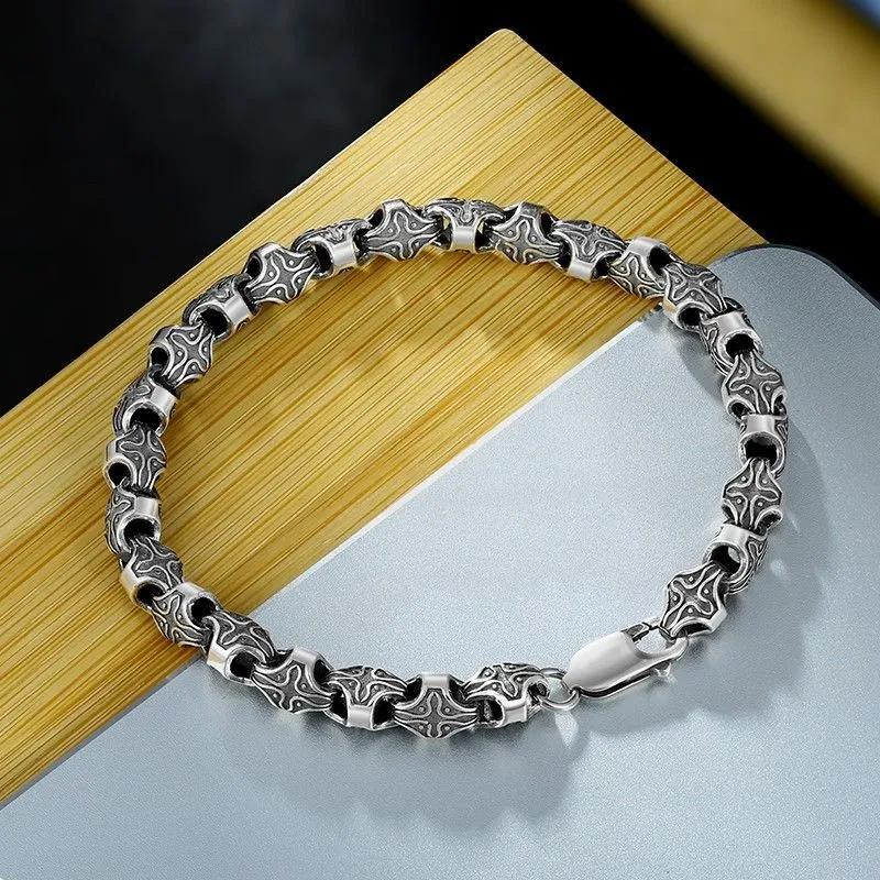Новый браслет с крестом и цветком для мужчин, новый ретро-панк, геометрический ромб, модный и стильный 18CM