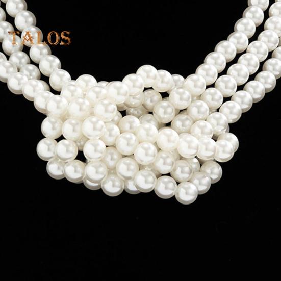 Women Necklace Smooth Multi-layered Faux Pearl Adjustable Length Stainless Alloy Neck Decoration Jewelry Birthday Gift Party Prom Choker Necklace