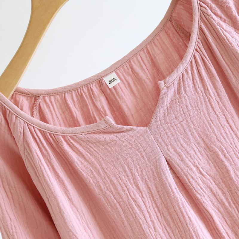 Solid Color Women's Summer Round Neck Cotton Nightgown Plus Size Loose Home Night Wear Dresses for Women Sleepwear