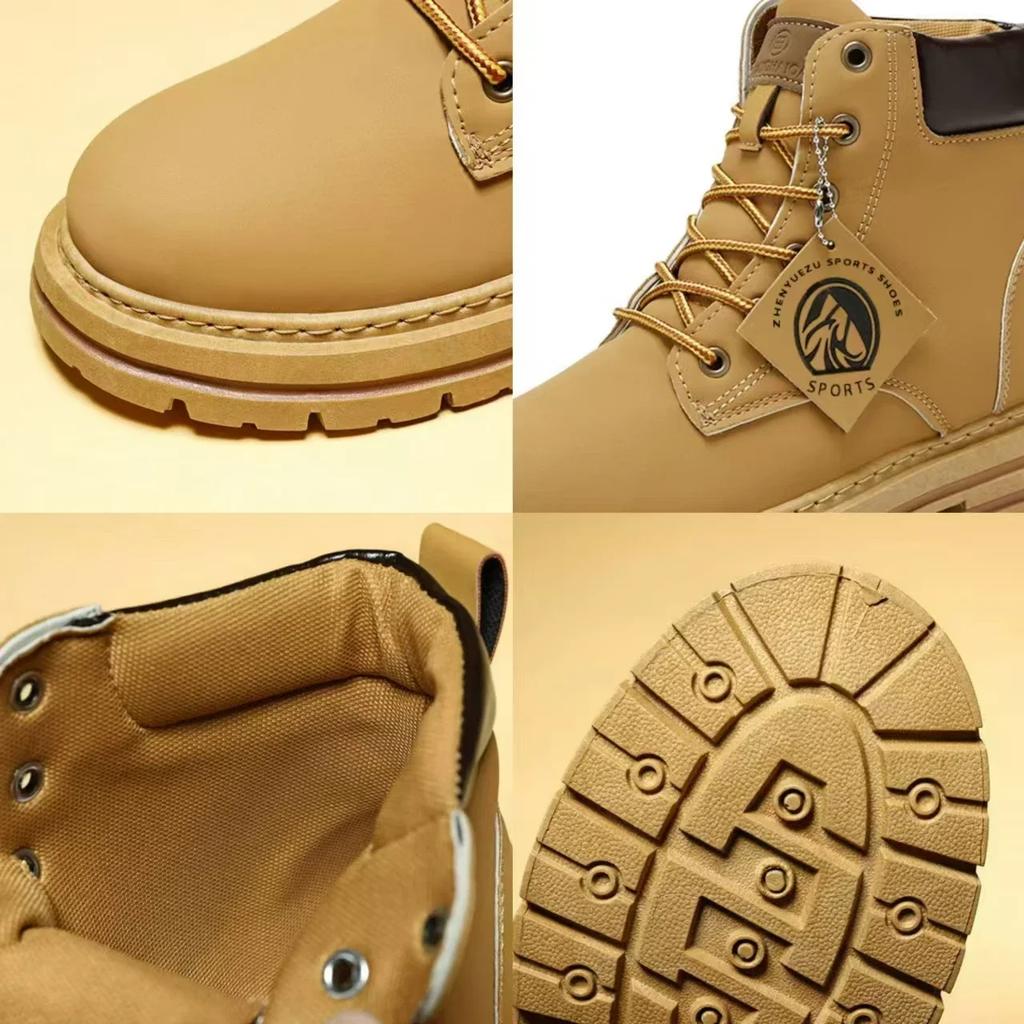 Botas Altas Zapatos de Cuero para Hombre Moda Exterior Botines para Hombre con Cordones Cómodas Botas Masculinas Antideslizantes de Suela Plana Botas