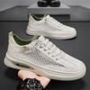 Men's shoes 2025 summer new mesh breathable hollow leather board shoes student youth casual shoes sports trendy shoes