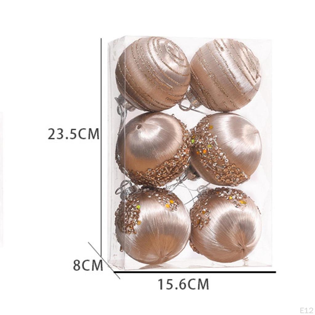 6Pcs Christmas Ball Ornaments Hanging Shatterproof Balls Decorative Bauble for