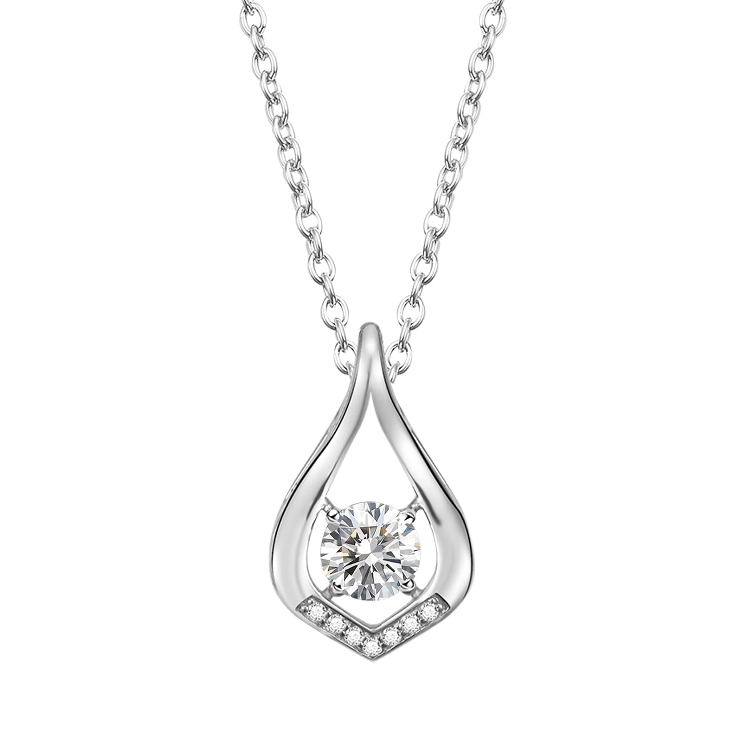 

Necklace 12 Months Birthstone Drop Motif Platinum Plated Silver 925 Jewelry Accessory Birthday Christmas Day Present Gift Wrapping Included [KIMIEVOL]