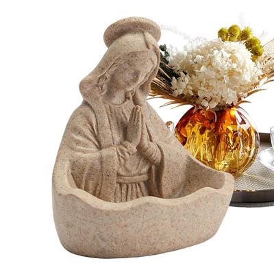 Virgin Mary Statue 5.5-Inch Resin Religious Catholic Virgin Mary Figure Scene Ministure With Prayer Bead Commemorative Ornament