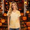 Women's V-Neck Short Sleeve Caregiver Scrub Top with Pockets Gradient Tie Print