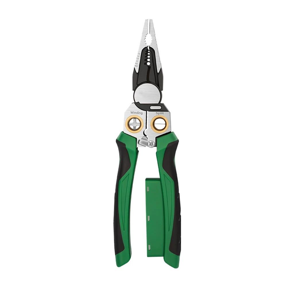 

Multifunctional Wire Stripper with Electrical Test Pen Foldable Cable Cutter Crimper Tool Electrical Folding Pliers for Cutting зелёный