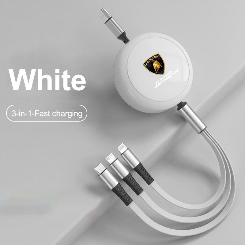 3-in-1 Interface Cable Type C Micro USB Fast Charging For Lamborghini Urus Huracan Aventador Premium Interior Auto Accessories