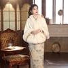 White Shawl with Cheongsam 1011 Autumn and Winter New Daily Thickened Velvet Noble Atmosphere with Cheongsam