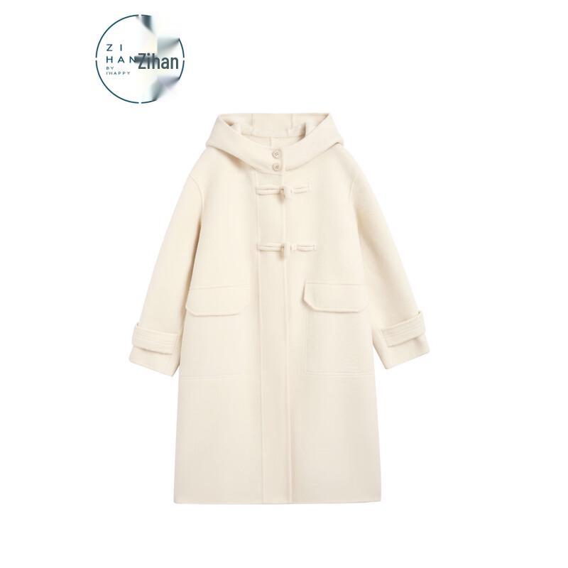 

ZIHAN Women s Hooded Wool Blend Double-Faced Winter Coat L
