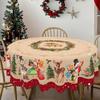 Vintage Christmas Tablecloth Snowman Elk Table Cover Christmas Decorations for Home 2026 Xmas Gifts Navidad Noel New Year 2026