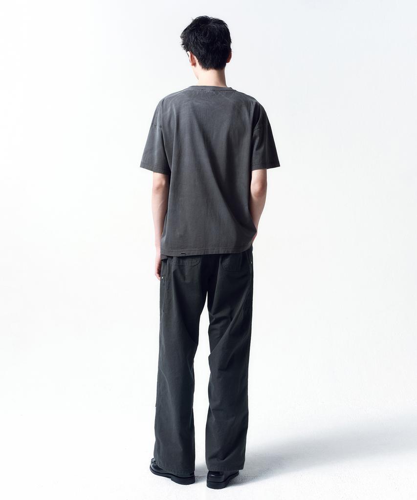INSILENCE Distressed Crop Boxy T-Shirt Charcoal