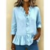 2026 Summer New Women's Solid Color Ruffle T-Shirt, Casual Three-Quarter Sleeve Blouse for Women