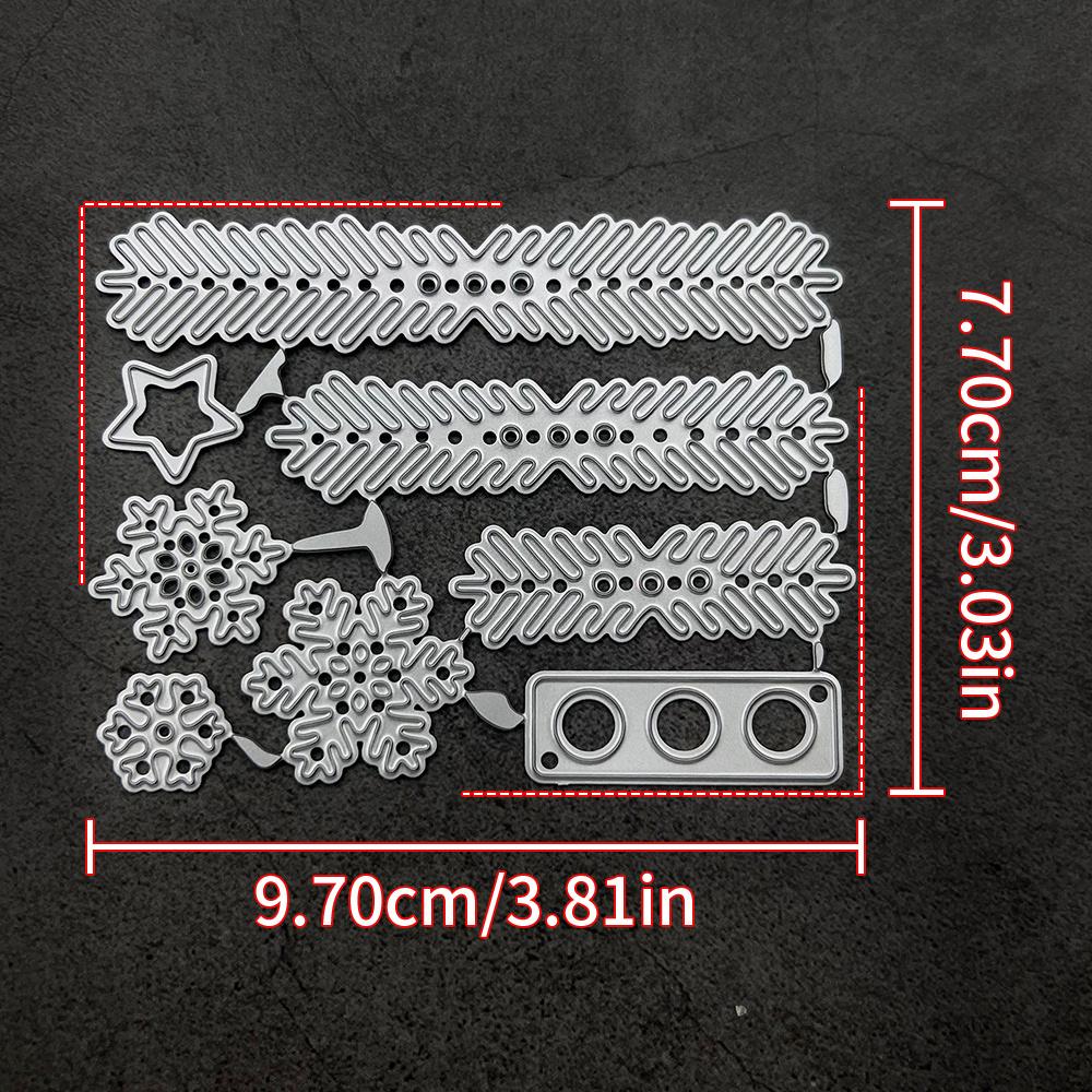 1PC Fustella a tema natalizio per realizzare biglietti, con un design di un albero di Natale e fiocchi di neve, perfetta per goffratura e creazione di biglietti
