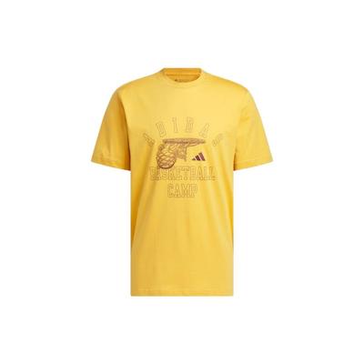Alphabet Print Basketball Sports Round Neck Short Sleeve T-Shirt Men Tops Yellow IM4625