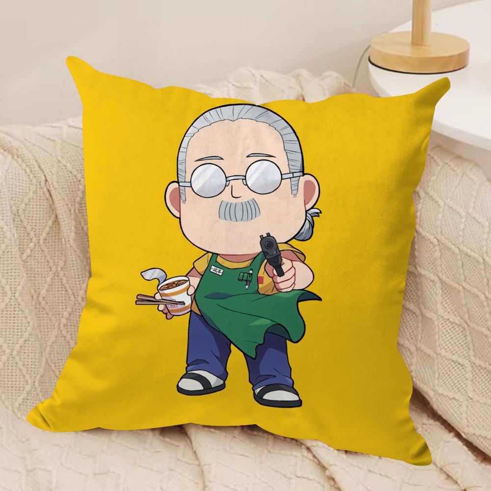 Anime S-Sakamoto Days Cushion Cover Soft Plush Double-Sided Pillow Cover Cozy Sofa Cushion Case Home Gift for Living Room