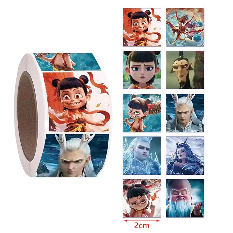 500Pcs Anime Movie Nezha Stickers Diy Scrapbook Phone Reward Seal Label Wall Sticker Kid Toy