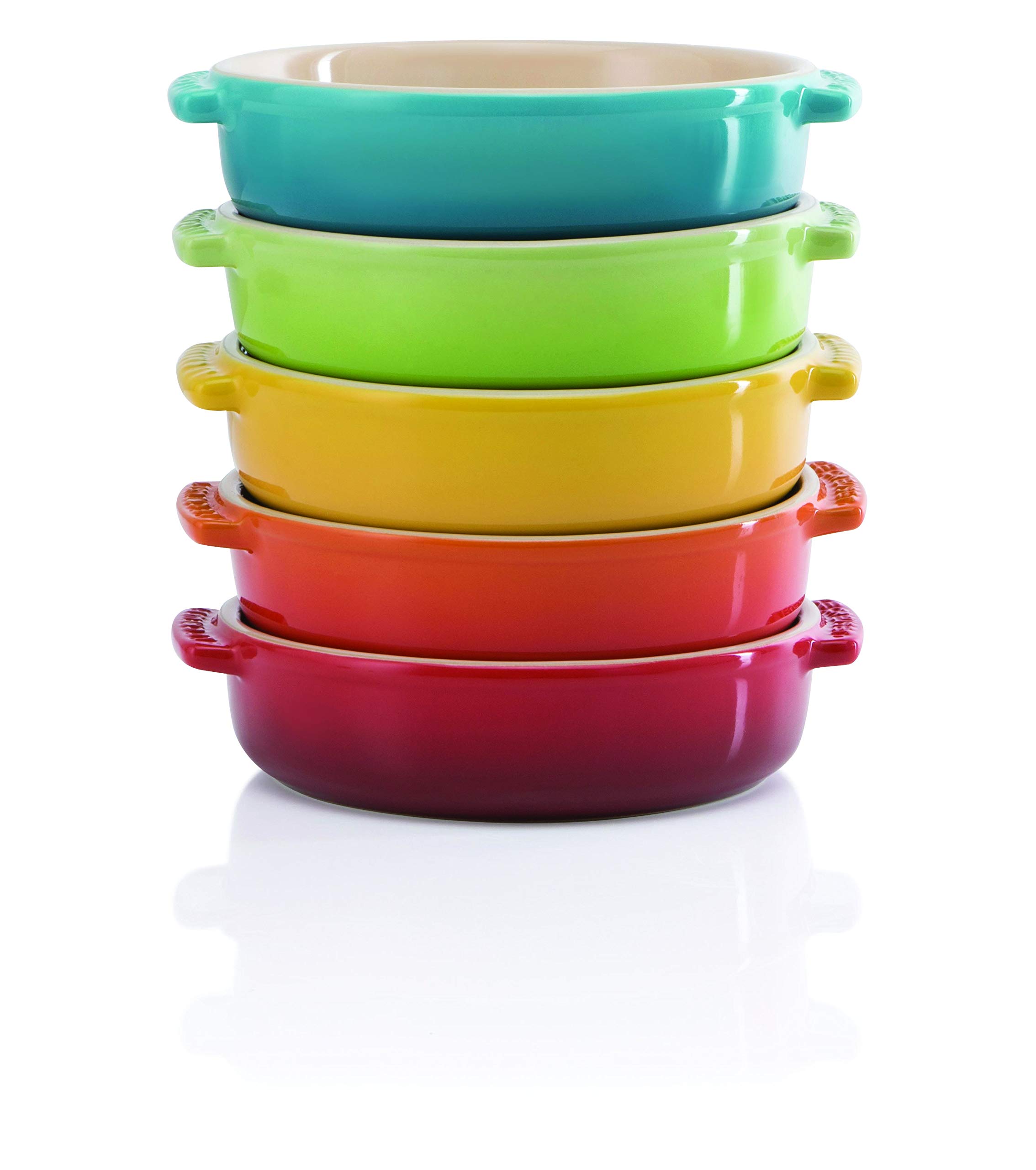 

Le Creuset 14cm Rainbow Deep Tapas Dish, Heat and Cold Resistant, Microwave and Oven Safe, Set of 5, Oven Dish, Heat-Resistant Dish, Gratin Dish [Offi